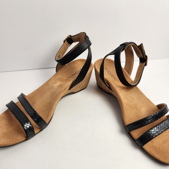 Vionic Women's Black Leather Strappy Buckle Slingback Sandals Size 7.5 - Picture 5 of 6